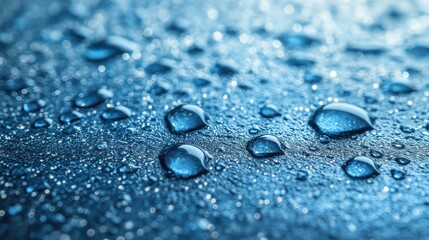 Close-Up Shot of Glimmering Water Drops on a Dark Surface Capturing the Beauty of Nature's Freshness and the Intricacies of Liquid Reflection