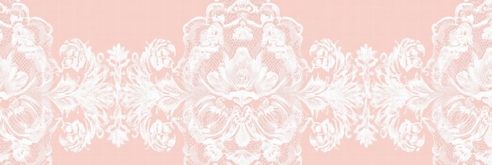 Intricate lace inspired seamless pattern showcasing delicate floral designs on a soft pastel background. Generative AI