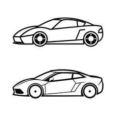 Sports car vector line art illustration bundle