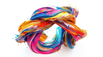 Abstract colorful paint swirls knot.