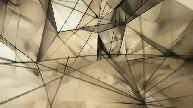 An abstract drawing featuring intricate geometric patterns created by overlapping and intersecting threads representing the underlying order and structure within the seemingly chaotic