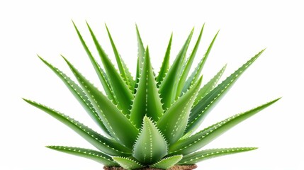 Fototapeta premium This vibrant Aloe Vera plant features thick, succulent leaves, perfect for soothing skin and adding greenery to any space.