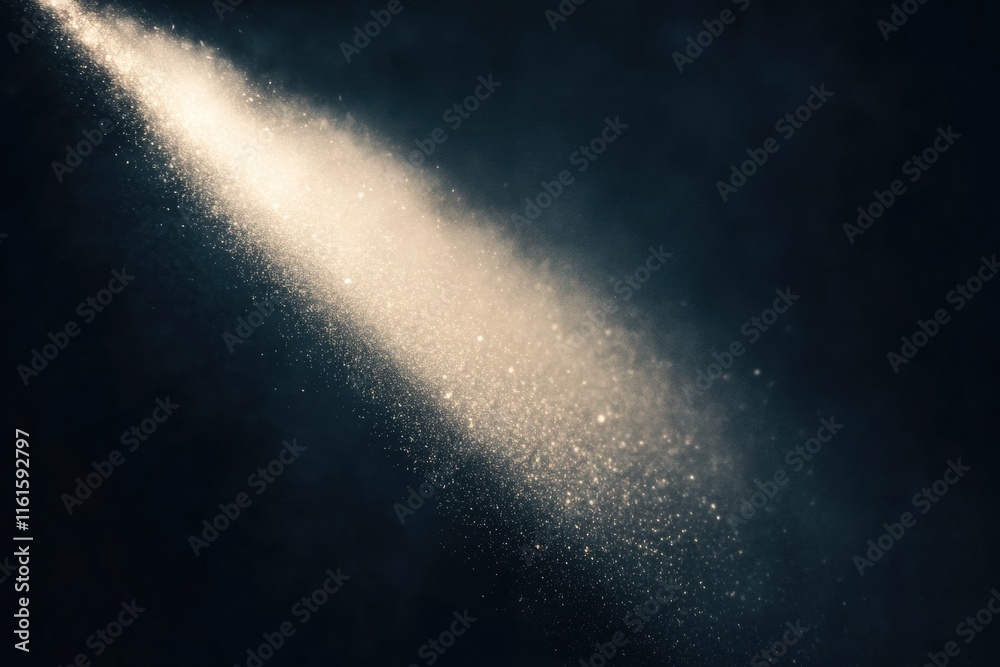 Leinwandbilder Narrow beam of light illuminating fine particles in deep darkness with an ethereal quality in a tranquil setting. Generative AI