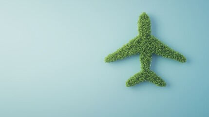 Obraz premium Eco Friendly Aviation Fuel Concept With Green Grass Airplane On Blue Background Highlighting Sustainability And Innovation For Future Aerospace Technologies And Environmental Awareness Campaigns