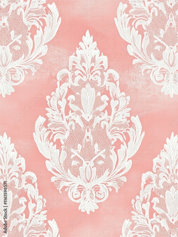 Fototapete lace inspired seamless pattern with a delicate design on a soft pink background creating an elegant 