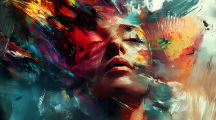 Abstract expressionism: bold brushstrokes and expressive colors create a visceral and emotional experience, freed from representational boundaries. Vesperal. Illustration