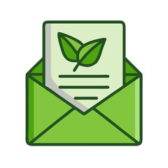 Green Envelope with Leaves icon
