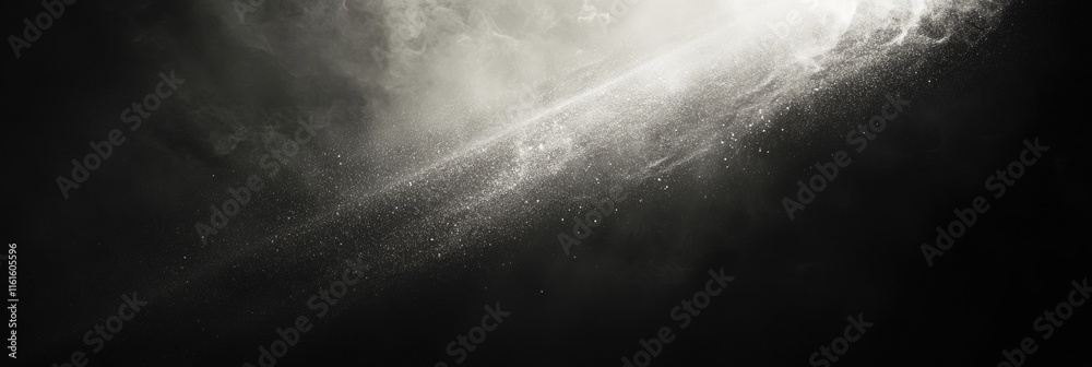 Poster narrow beam of light piercing through an expansive, deep darkness creating an ethereal atmosphere of
