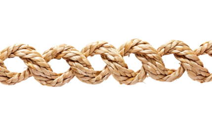 Coiled and curled natural rope, isolated on white background 