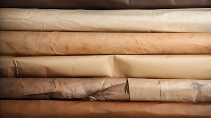 Stacked textured brown papers in various shades