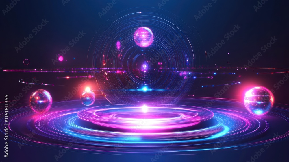 Poster a quantum machine learning visualization with glowing quantum particles and futuristic ai concepts