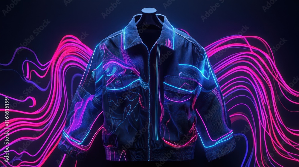 Poster digital glowing lines with abstract and dynamic neon visuals.