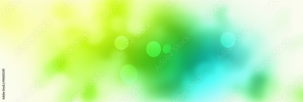 Poster Abstract green and blue bokeh lights creating smooth background