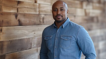 Obraz premium Entrepreneur in startup style, redefining leadership in a relaxed denim shirt.