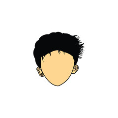 Illustration of a fair-skinned boy's face and with a cool hairstyle. Design elements of a handsome and cool boy cartoon