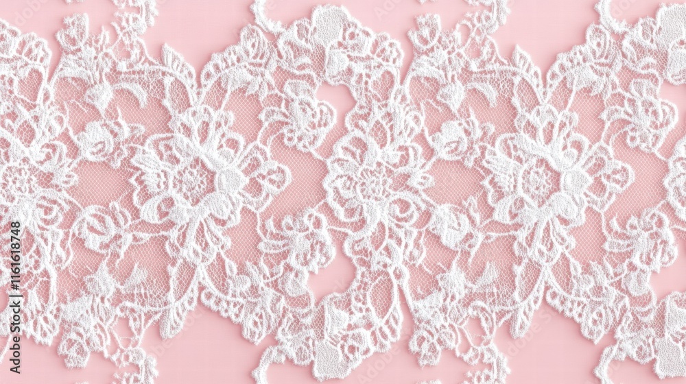 Poster lace inspired seamless pattern featuring intricate floral designs on a soft pink background for eleg