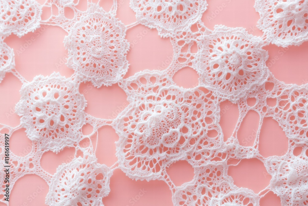 Aufkleber lace inspired seamless pattern with intricate floral designs on a soft pink background. generative a