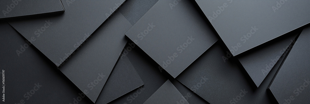 Poster Abstract composition featuring overlapping black squares creating geometric pattern
