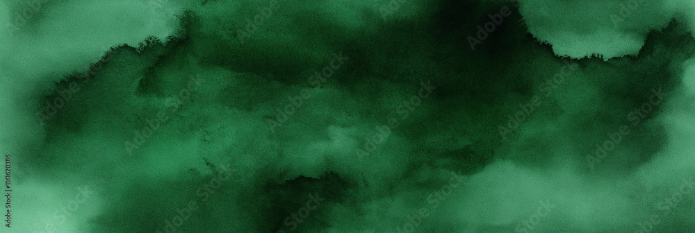 Aufkleber Dark green watercolor background creating a moody and atmospheric effect