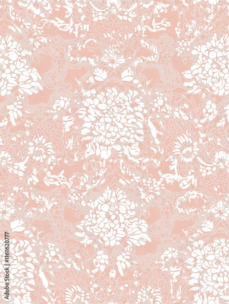 Poster delicate lace inspired seamless pattern with floral and animal motifs in soft tones. generative ai
