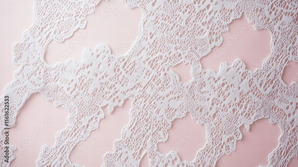 Poster Lace inspired seamless pattern showcasing intricate design and texture on a soft pink background in a delicate arrangement. Generative AI