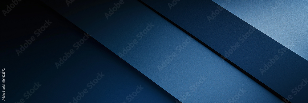 Poster Dark blue abstract background with overlapping diagonal stripes creating modern and minimalist design