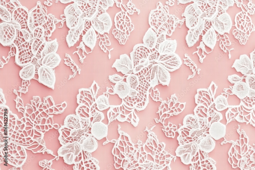Fototapete lace inspired seamless pattern design with intricate details on soft pink background. generative ai