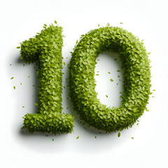 number ten made from leaves