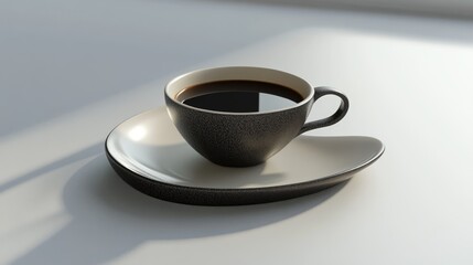 A cup of black coffee on a white background, generative ai