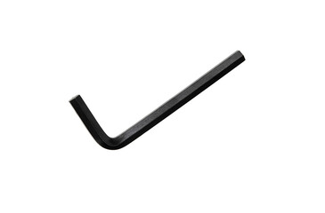 A black L-shaped hex key, also known as an Allen wrench, used for driving bolts and screws with...