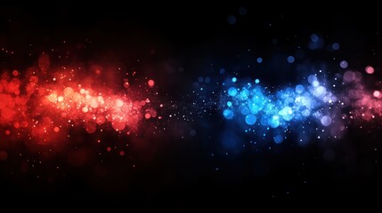 Fototapeta premium Sparkling bokeh lights in shades of red and blue, creating a twinkling effect.