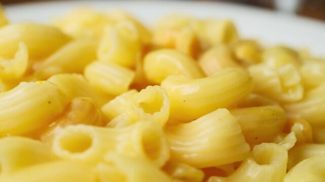 pasta with mac cheese macro shot	