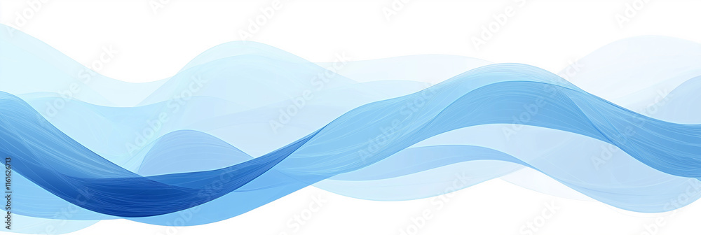 Poster abstract blue wave flowing smoothly on white background