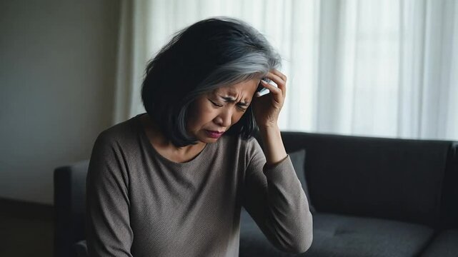 Woman feeling depressed and sad at home