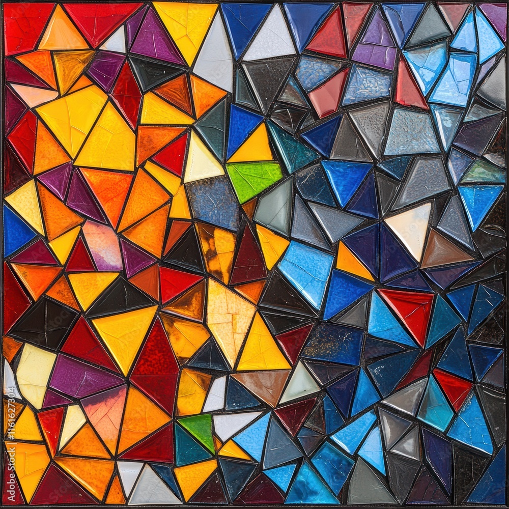 Aufkleber colorful mosaic inspired pattern of triangles in various shades and tones for creative inspiration. 