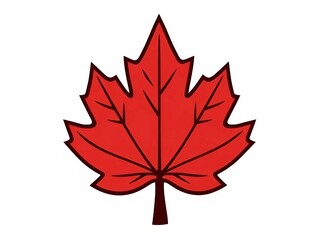 A vibrant red maple leaf, a classic symbol of Canada, is depicted against a clean white background.