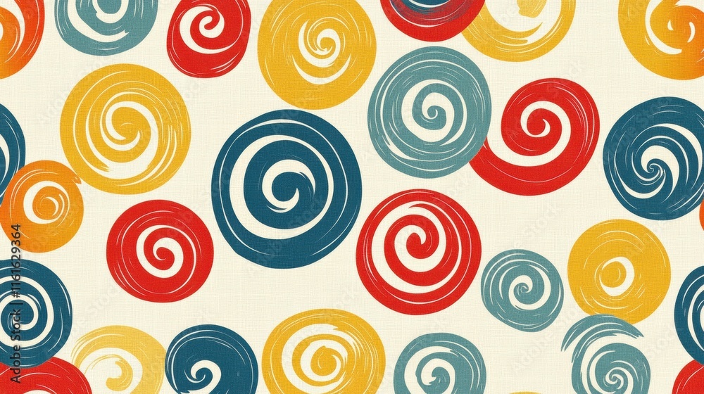 Leinwandbilder colorful retro spiral pattern reflects 70s style with vibrant curves and shapes for modern design in