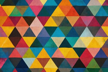 Obraz premium Mosaic inspired arrangement of colorful triangles showcasing vibrant hues and geometric patterns in a modern design. Generative AI