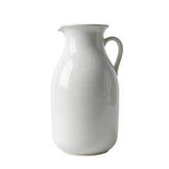A simple white ceramic creamer pitcher Isolated on Transparent Background