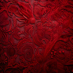 Crimson Embossed Floral Pattern