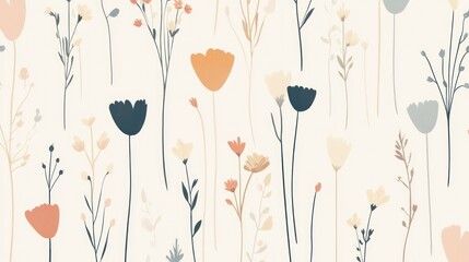 Pastel floral seamless pattern background.