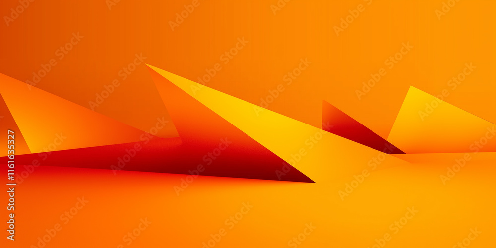 Aufkleber abstract orange triangles emerging from a surface creating a dynamic composition