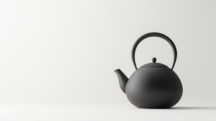 teapot on white background, black tea kettle
