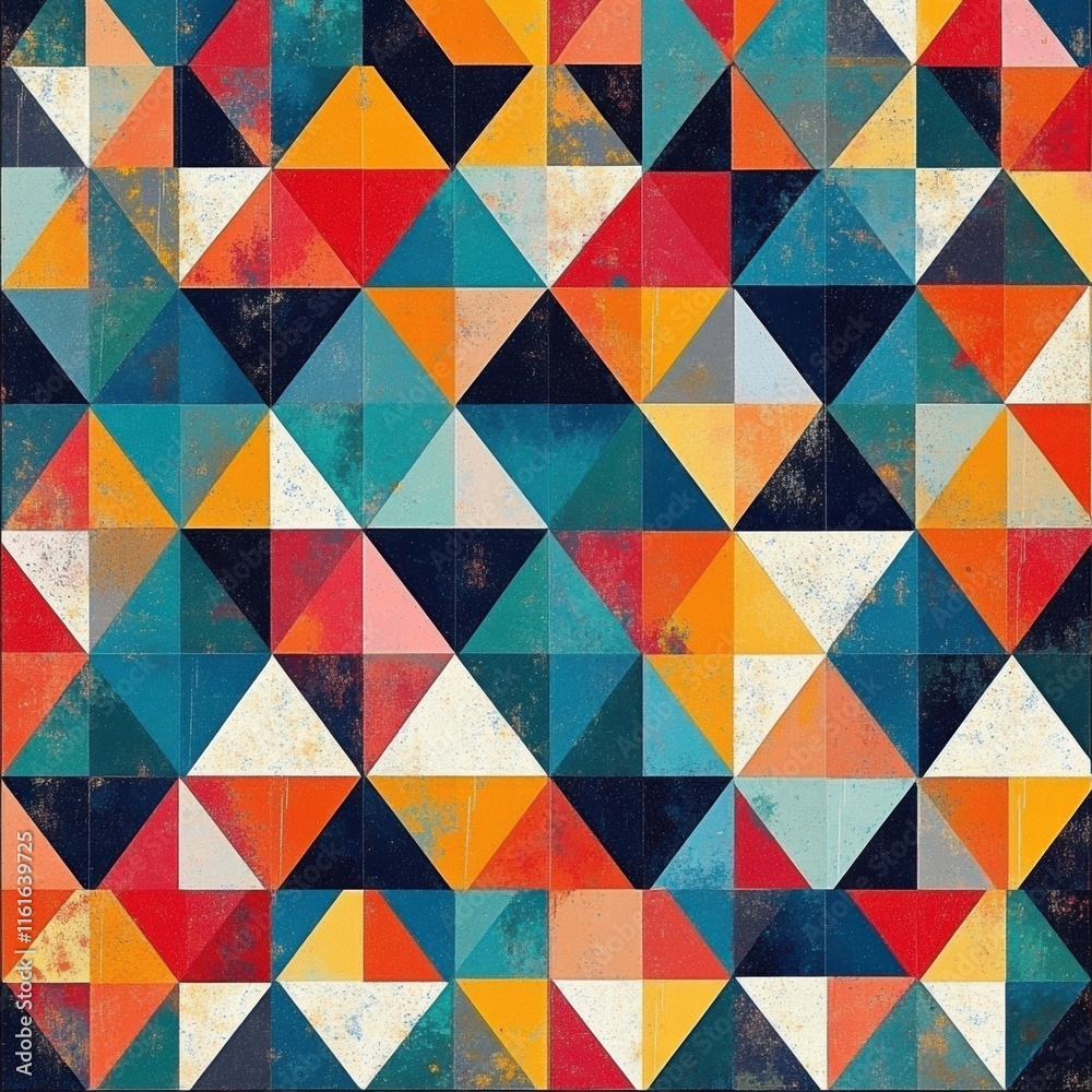Leinwandbilder mosaic inspired pattern of colorful triangles creating a vibrant geometric design in an artistic set