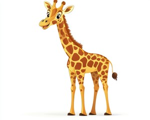 Obraz premium Cute giraffe cartoon vector icon illustration on a premium white background, highlighting its charm,