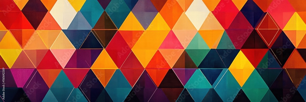Poster Mosaic inspired pattern of colorful triangles showcasing vibrant hues and geometric design in a modern artistic style. Generative AI