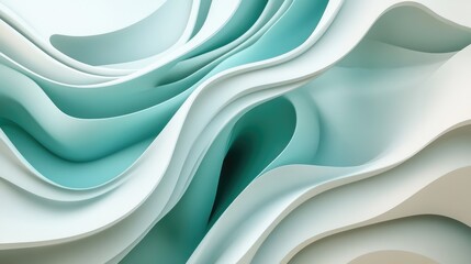 Obraz premium An elegant abstract background featuring smooth gradients of teal and white with curving lines for a fresh, modern vibe