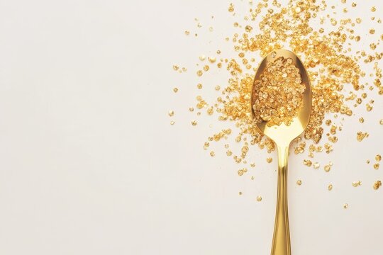 gold spoon against a light backdrop