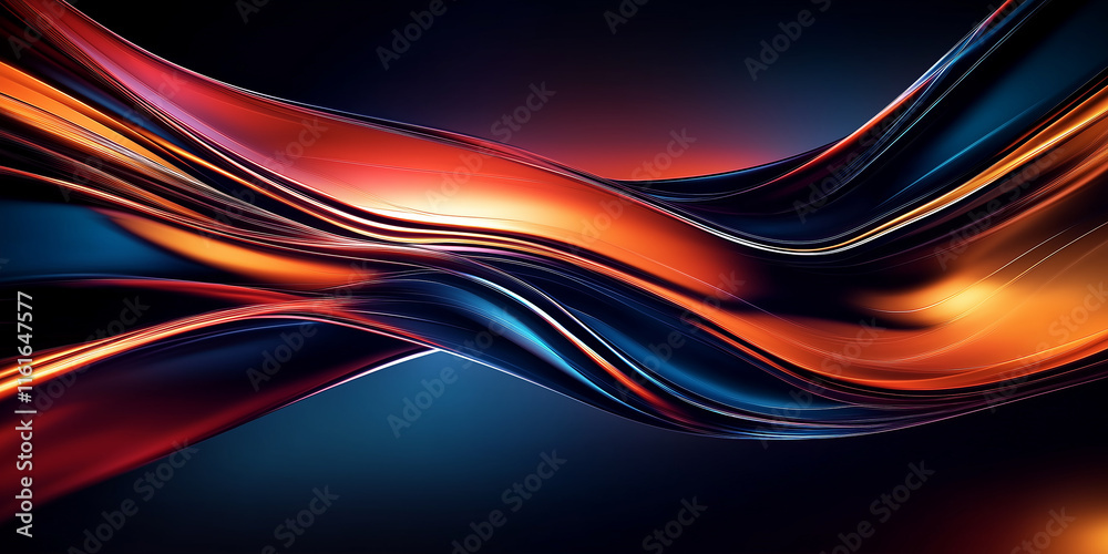 Fototapete Abstract flowing lines creating dynamic colorful waves in motion