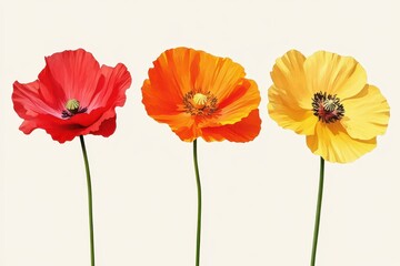 Obraz premium isolate yellow orange red poppy